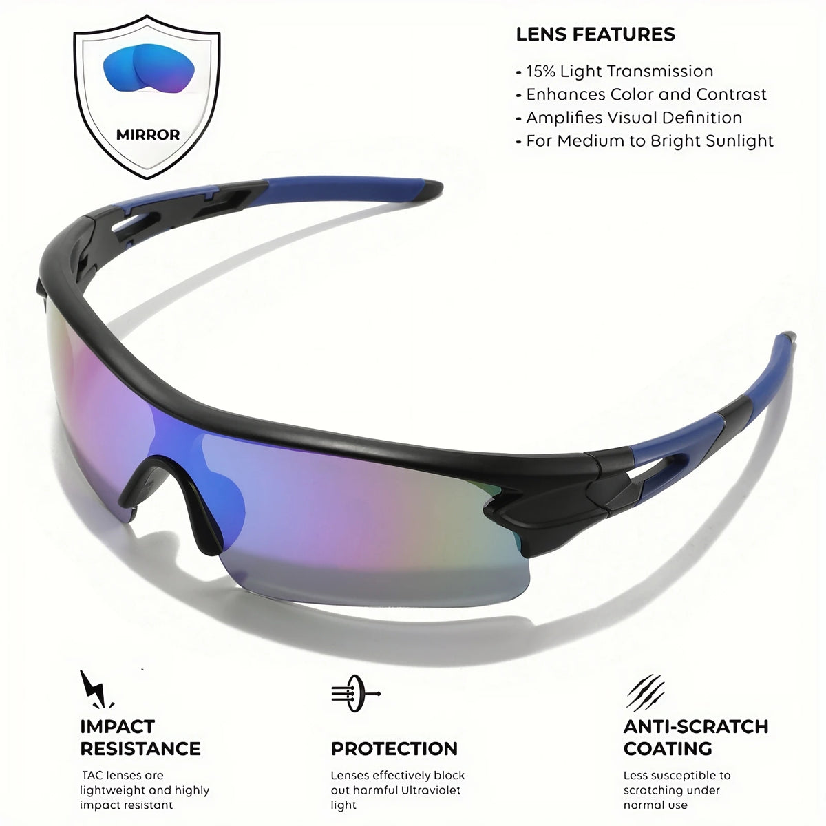 UV400 Protective Sports Sunglasses – Lightweight Wrap-Around for Cycling, Running & Outdoor Adventures