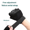 Black Velcro wrist strap glove being worn on a wrist.