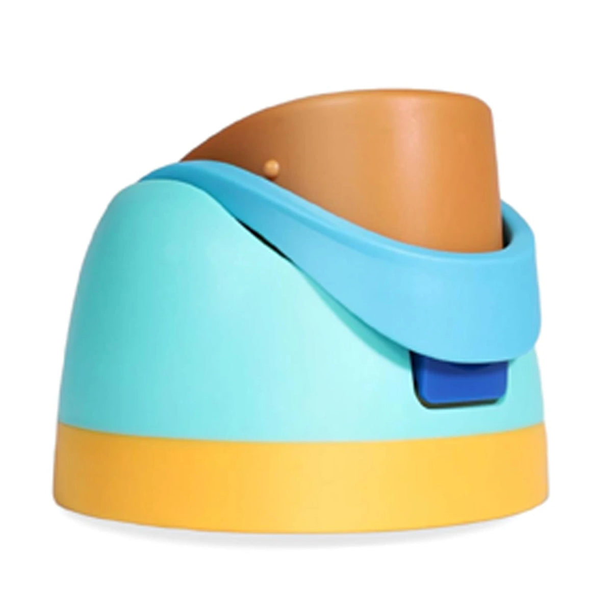 A leakproof replacement lid for a water bottle shown in shades of orange, blue, and yellow.