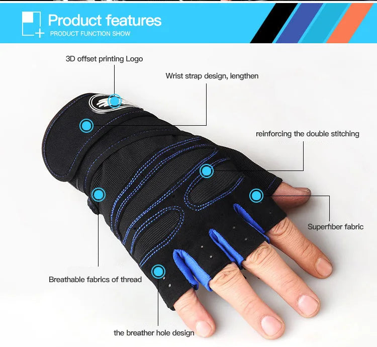 A black performance weightlifting grip glove worn on a hand, showing features like 3D offset printing and breathable fabrics.