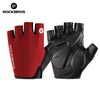 A pair of red and black breathable cycling gloves for mountain biking riding