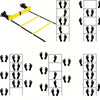 A yellow agility ladder with black handles and various foot placements for sports training.