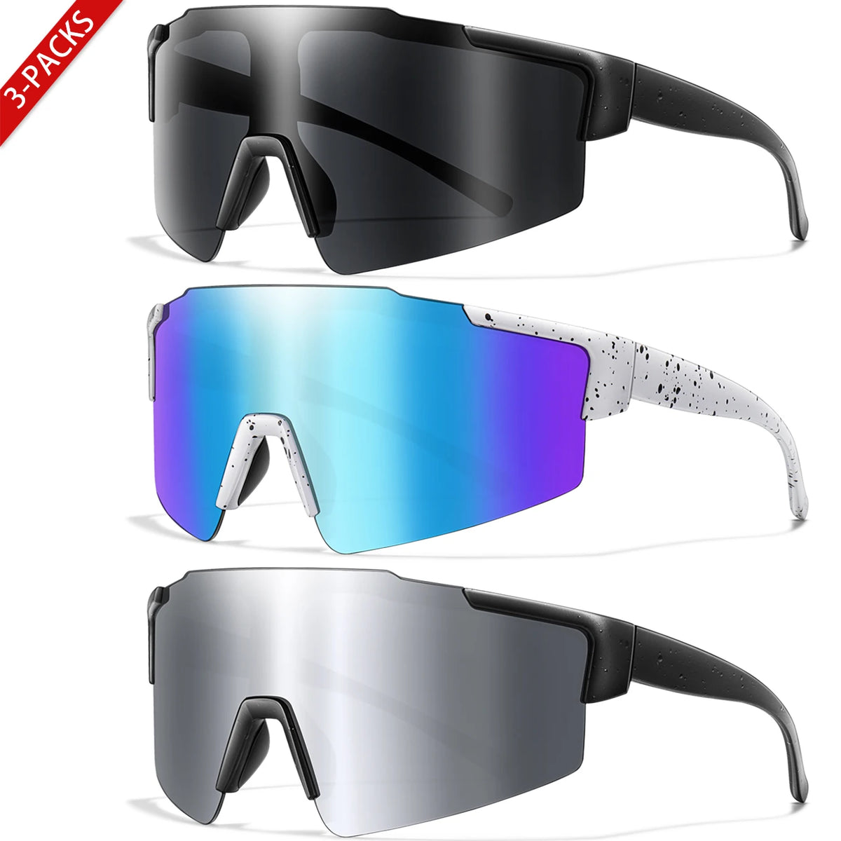 UV400 Polarized Sports Sunglasses (3-Pack)