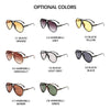 Auswahl optionaler Farben für Pilot-Stil UV400-Gradienten-Sonnenbrillen, darunter Schwarz, Orange, Grau, Gelb und Grün