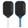 Schwarz-blaues Carbonfaser-Pickleball-Schläger mit weißem Griff und blauem Schaft.