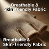 Close-up of a tan, breathable and skin-friendly fabric glove on a hand.