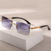 Minimalist Rimless Rectangle Sunglasses for Women and Men