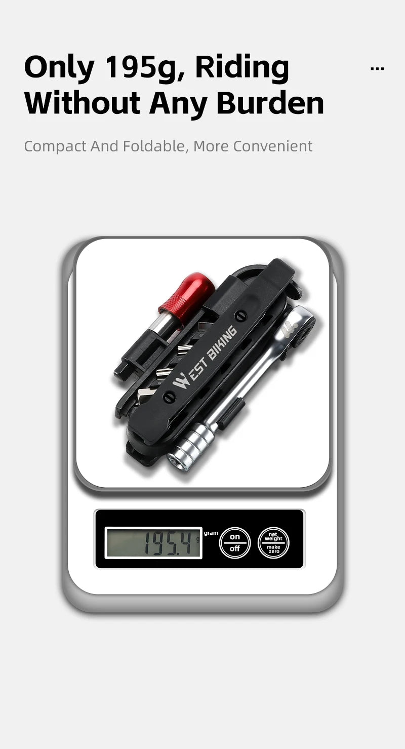 Compact 14-in-1 Ratchet Wrench Multi-Tool for Bicycles