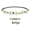 Beige floral rose wreath crown headpiece