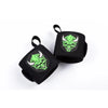 Bandes de poignet de gym noires avec tête de dragon vert pour l'entraînement de force.