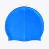 A bright blue waterproof silicone swimming cap viewed from the side.