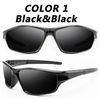 Lunettes noires et noires présentées en paire, vues de face.