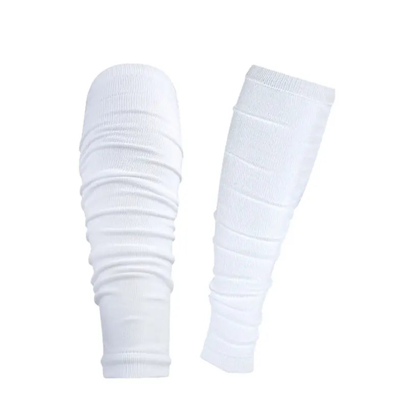 Pair of white performance rugby leg covers for football training