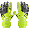 Par de guantes de portero verde lima brillante y negro para fútbol