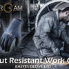 A close-up of a person wearing an A5 Cut Resistant Work Glove while working, with another glove visible.