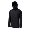 Schwarzes Herren-Outdoor-Sonnenschutzlangarmshirt mit Kapuze