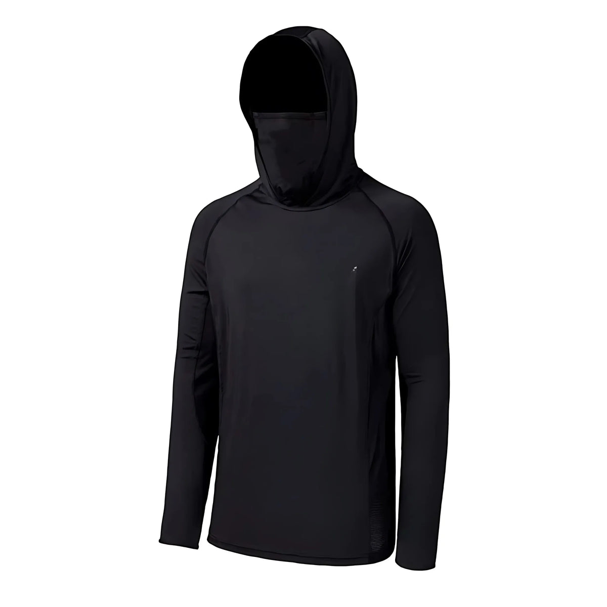 Schwarzes Herren-Outdoor-Sonnenschutzlangarmshirt mit Kapuze