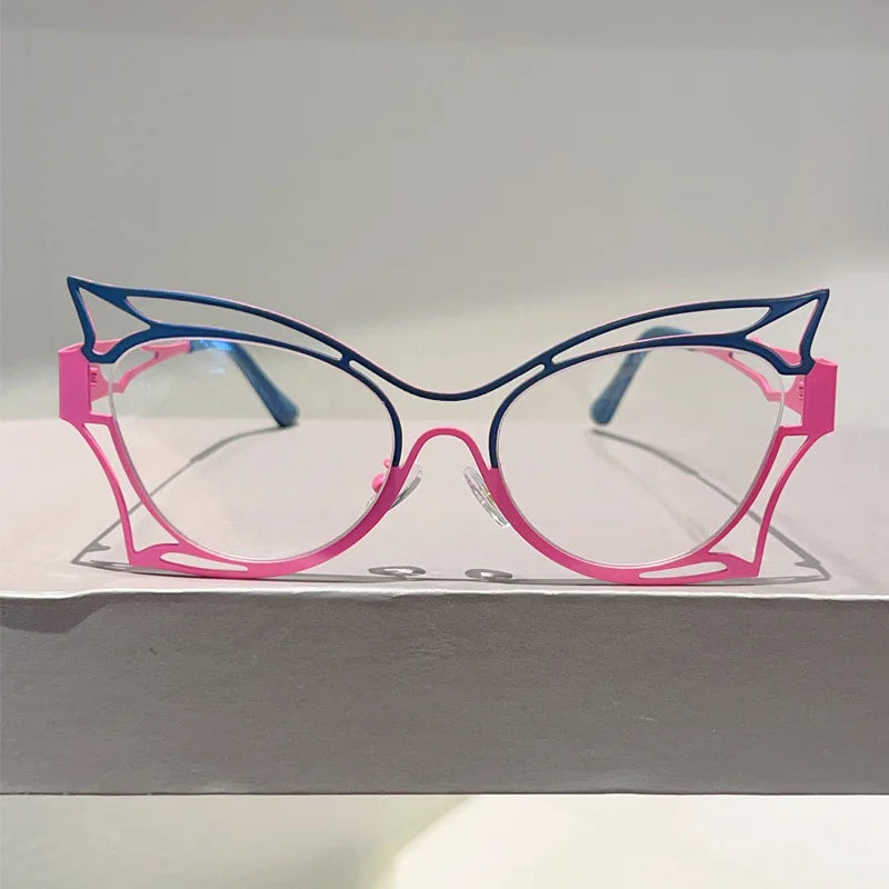 Vintage Oversized Cat Eye Blue Light Glasses for Women