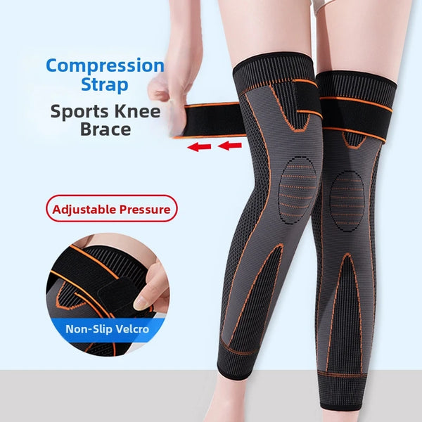 Sangle de compression noire pour genou, avec pression réglable et velcro antidérapant pour le soutien