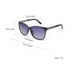 Black cat eye polarized sunglasses with a patterned detail shown from the side.