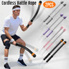 A man demonstrates using cordless battle ropes, showing two sets of adjustable rope handles.