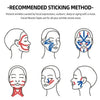 Diagram showing various facial muscle tape application methods for wrinkle prevention.