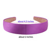 Purple satin hair band measuring about 4.5 inches with a 1-inch section shown.