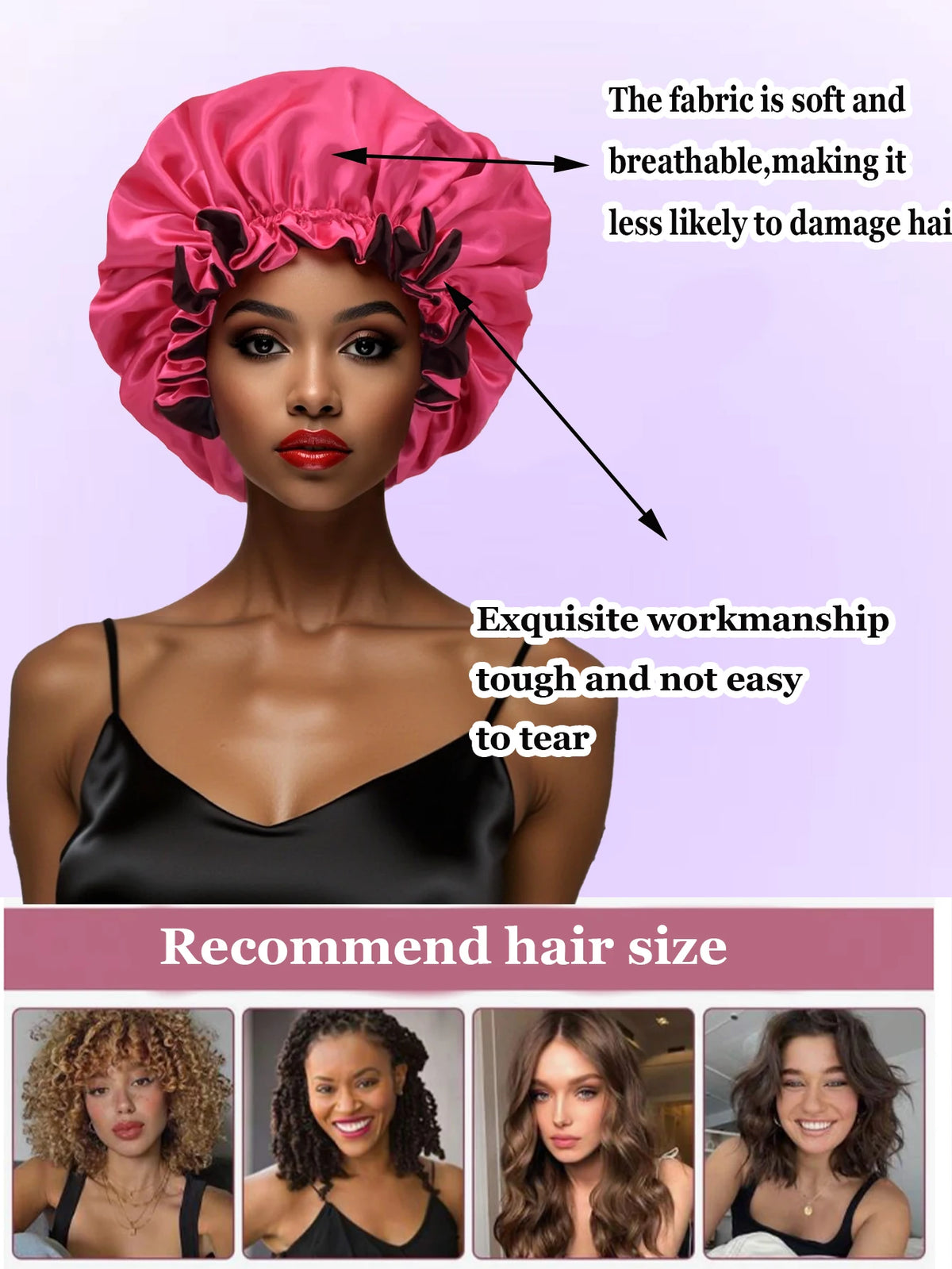 Reversible Satin Sleep Cap with Adjustable Fit