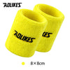 A pair of bright yellow, fuzzy wristbands for sport or activewear.
