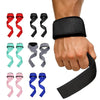 Ensemble de sangles de musculation noires et colorées pour le support du poignet, montrées sur une main.