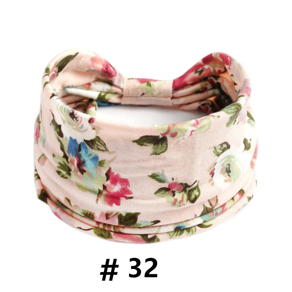 Tire-l bonnet en coton stretch floral rose style bohème noué en nœud