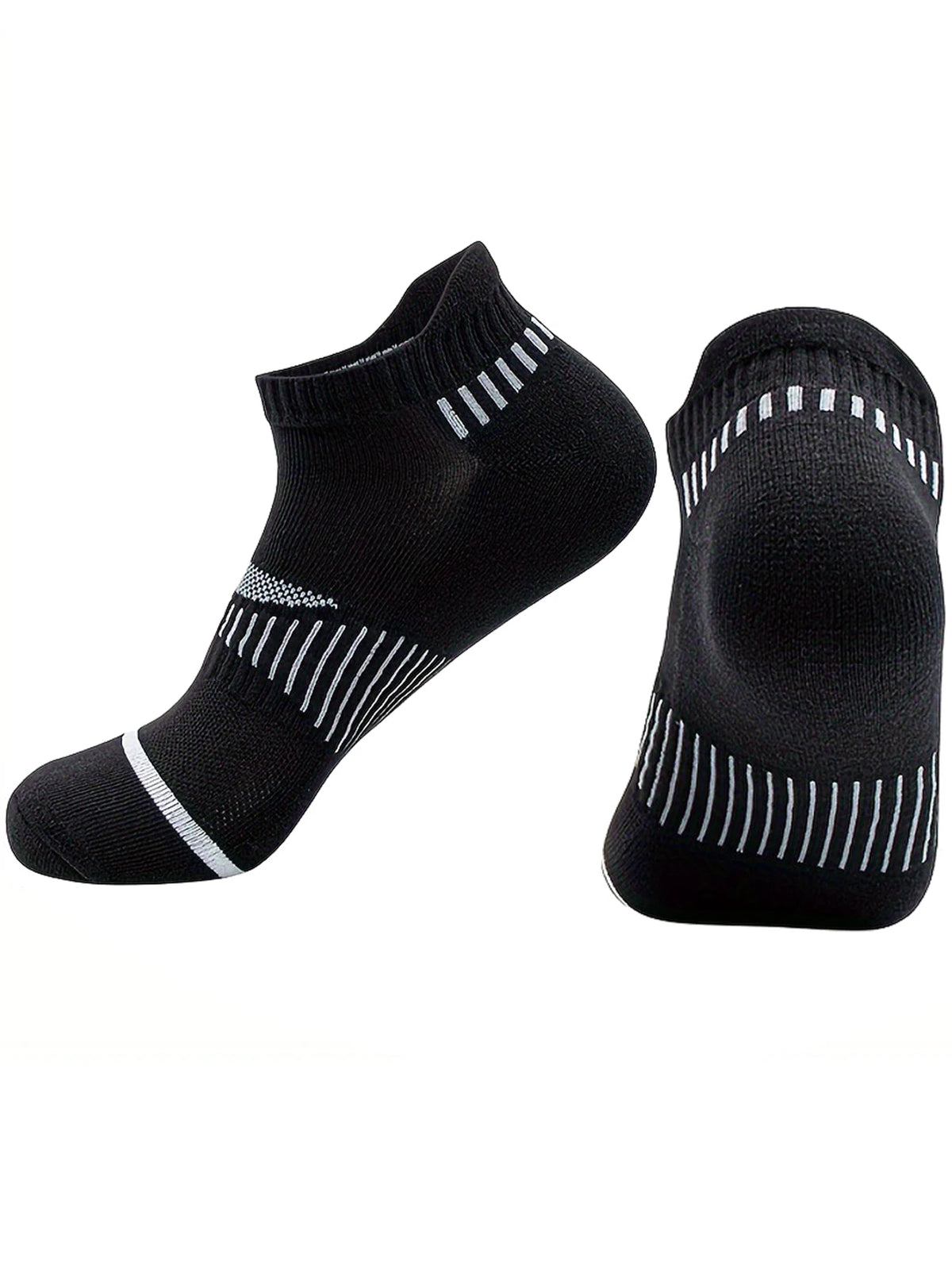 A pair of black classic crew socks for men, shown from the side.
