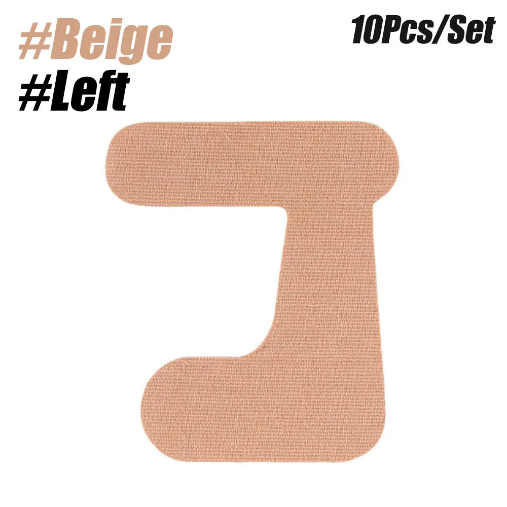 Cinta kinesiológica beige con forma de J para soporte de pulgar y articulación.