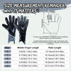 Size measurement reminder chart showing finger and palm lengths for goalkeeper gloves sizes 6 through 10