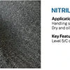 Close-up of a gray nitrile coated product showing its texture and features for handling metals and blades.