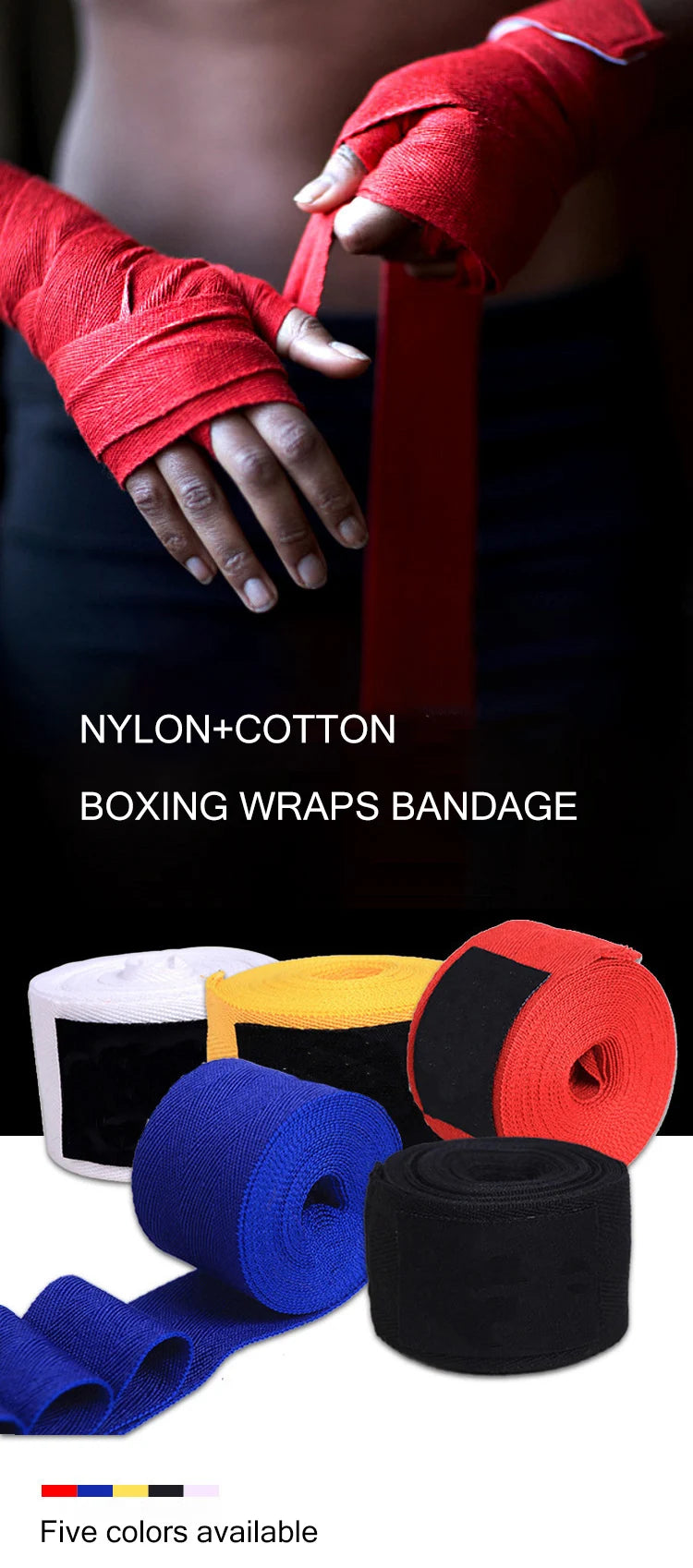 Cotton Boxing Hand Wraps for MMA, Kickboxing & Muay Thai