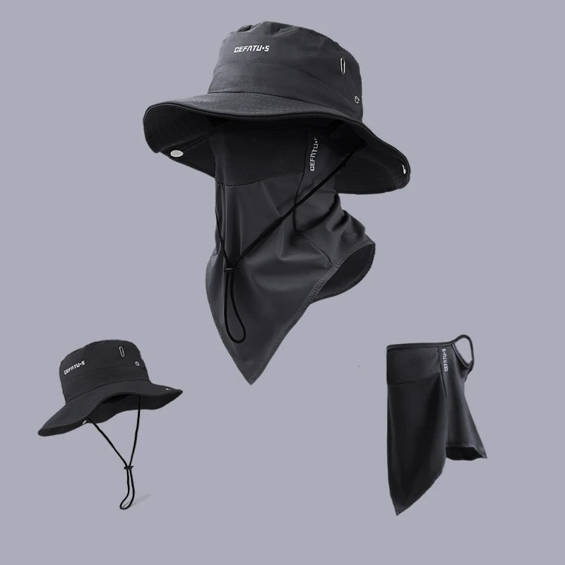 Foldable Sun Hat with Attached Face Mask