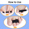 Three steps demonstrating how to use orthopedic toe wraps on a foot.