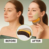 Before and after comparison of a lymphatic contour face brush used for facial massage.