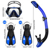 Premium 3-in-1 Snorkeling Set with Panoramic Mask, Dry Snorkel, and Adjustable Fins