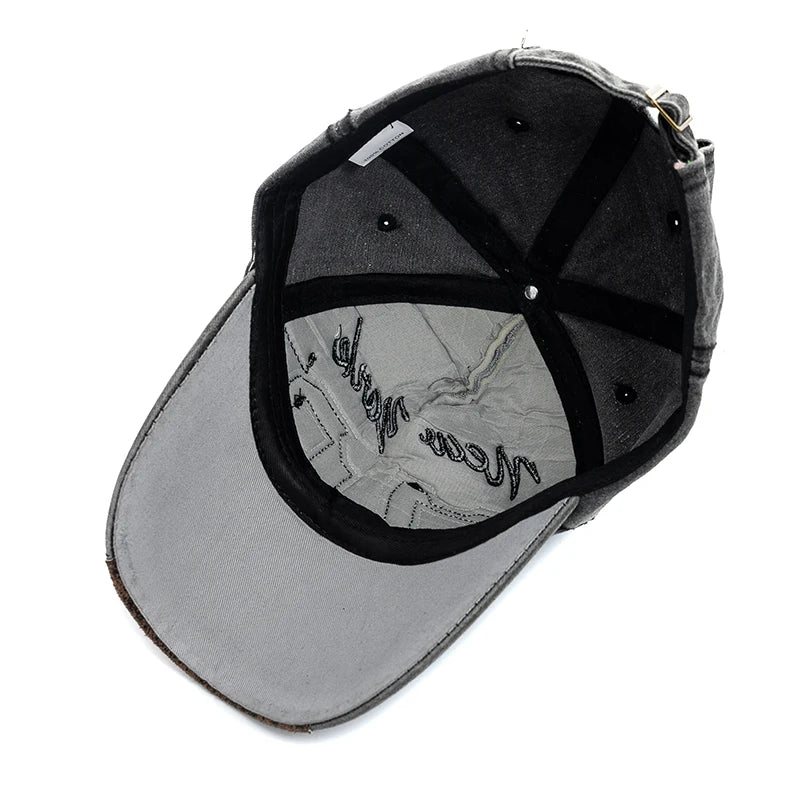 Vintage Washed Cotton Baseball Cap with Letter Embroidery