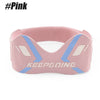 Pink adjustable patellar tendon support knee strap with blue accents