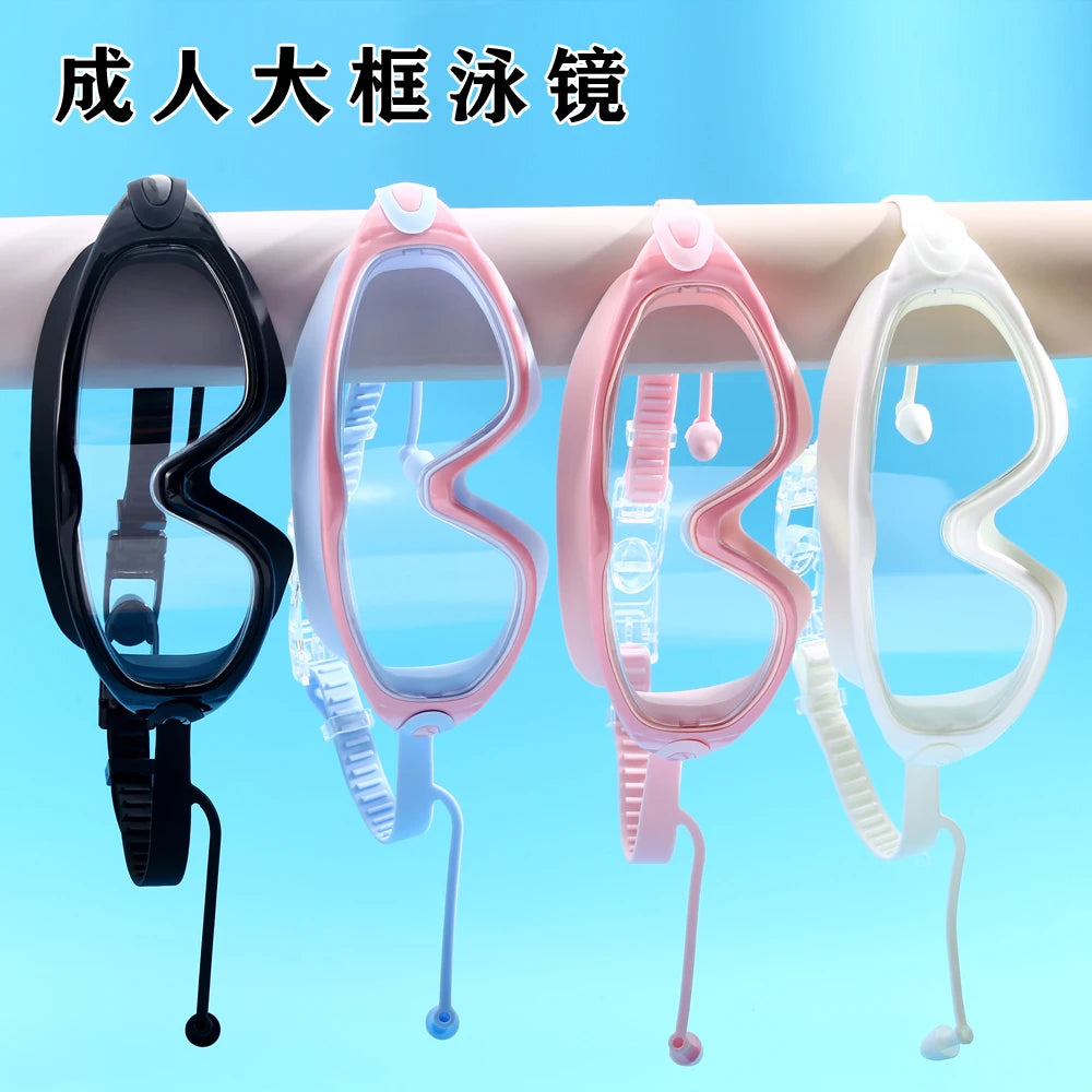 Wide-Frame Anti-Fog Swimming Goggles with Earplugs