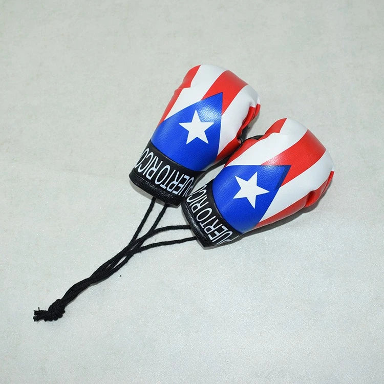 Mini Kunstleder-Boxhandschuh Schlüsselanhänger mit patriotischem Design in Rot, Weiß und Blau