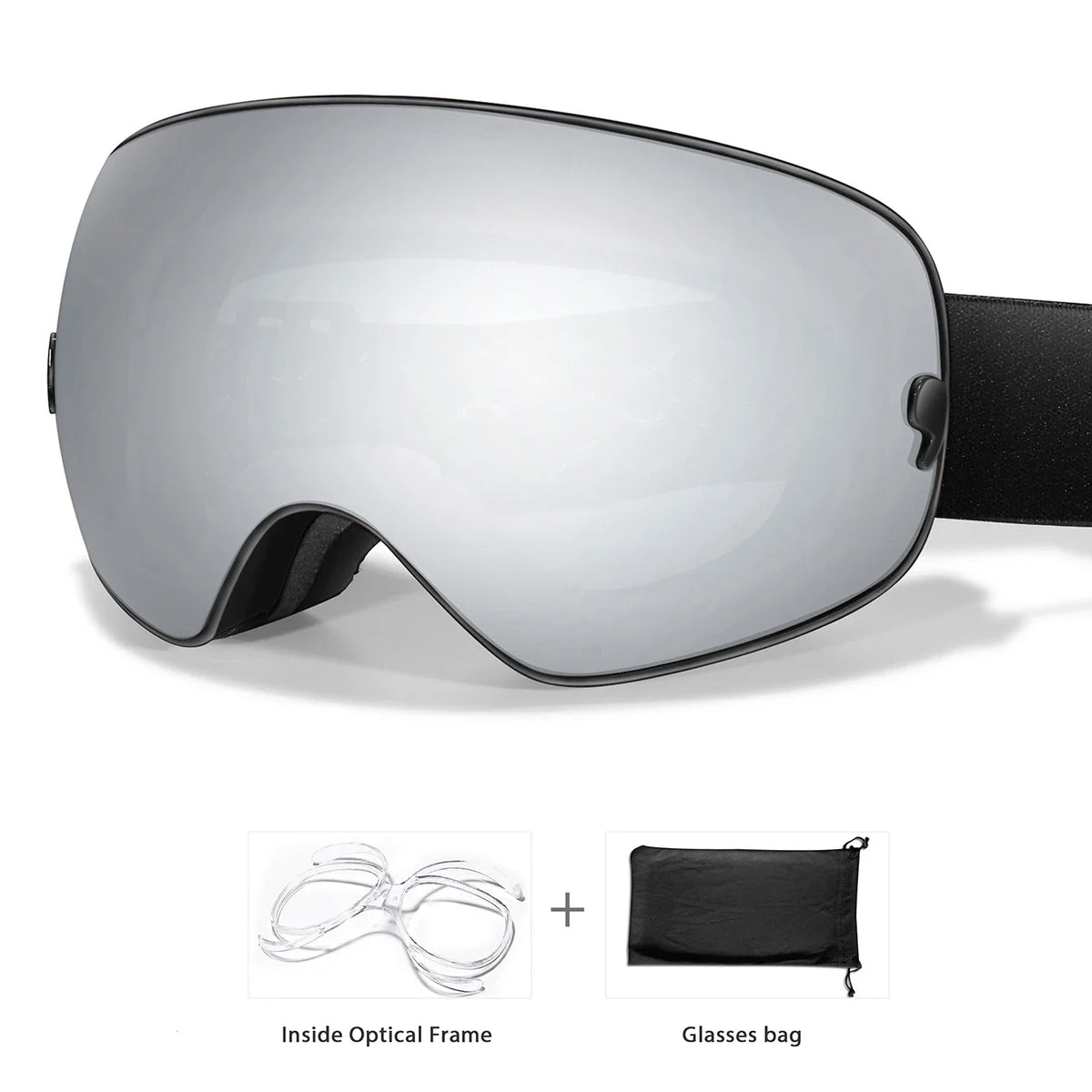 Outdoor Ski Goggles with Protective Case and Anti-Fog Lenses