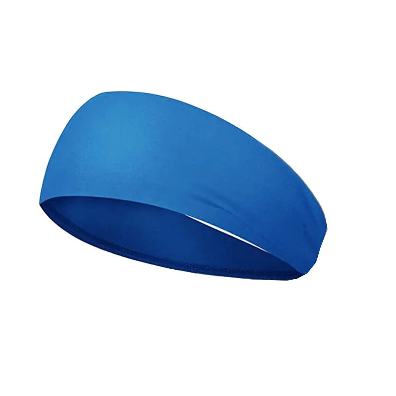 A bright blue stretch sports headband shown from the side.