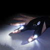 A hand wearing tactical gloves illuminates the surface with bright LED flashlights.