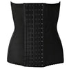 Black men's slimming corset waist trainer belt with vertical stitching.