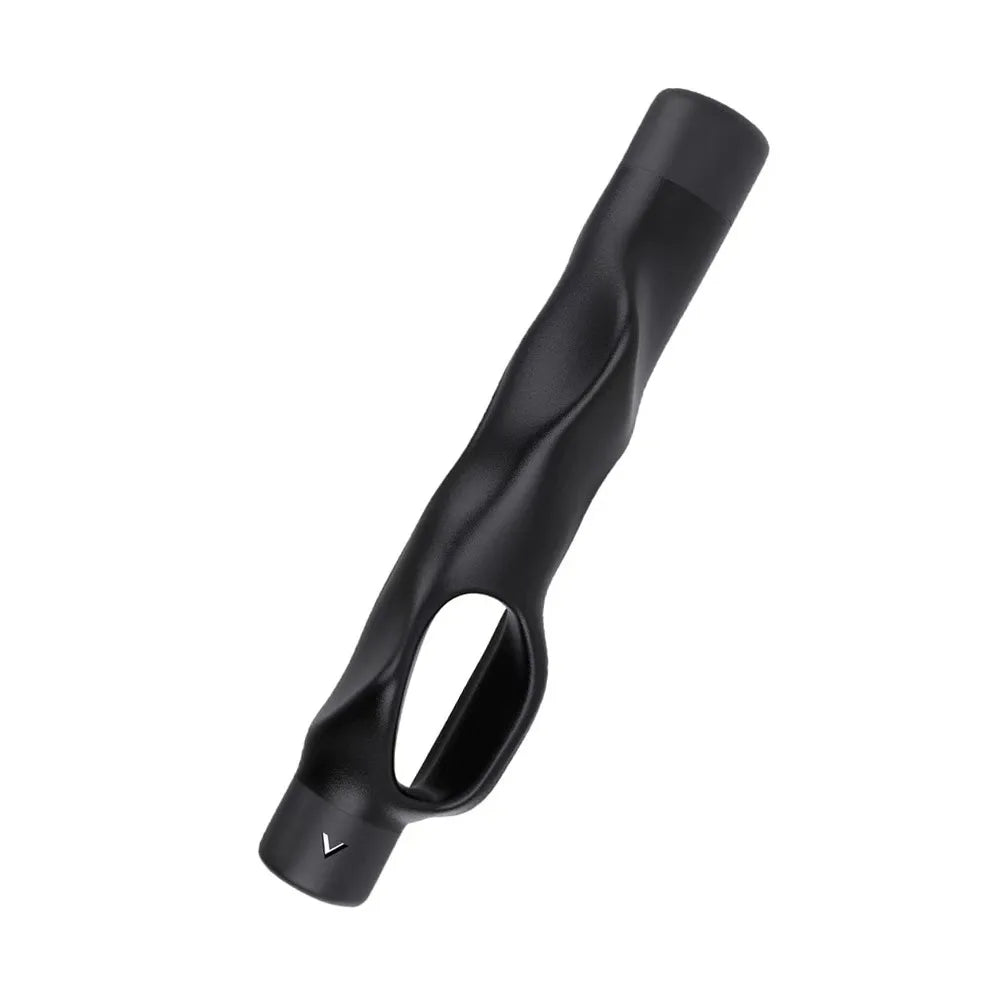 Black precision golf club grip trainer designed for posture correction.