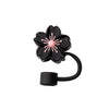 Black silicone butterfly straw cover for tumblers with pink floral details